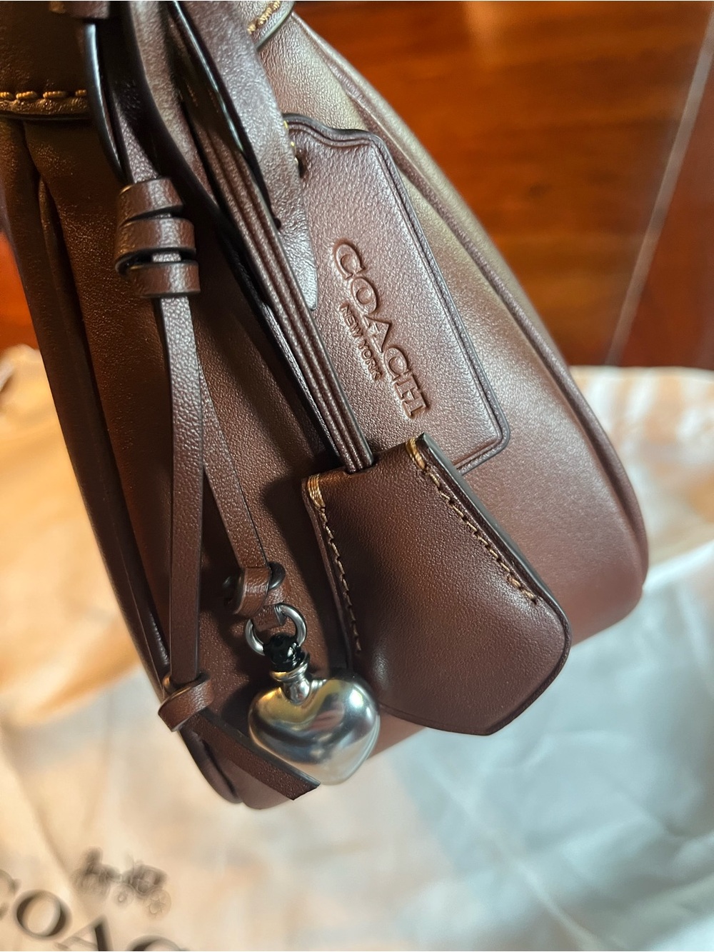 Coach Ella Leather Shoulder Bag - Burnished Redwood - Picture 9 of 12